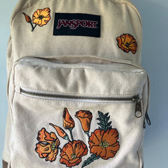 Jansport Handbags - Jansport Canvas Backpack with Floral Embroidery